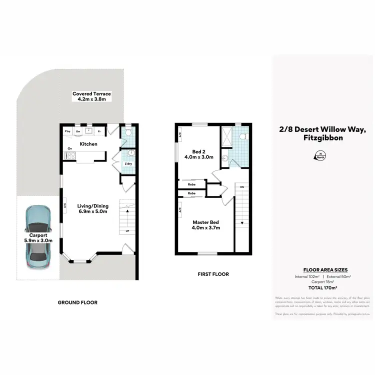 Floorplan of Homely semi-detached listing, 2/8 Desert Willow Way, Fitzgibbon QLD 4018