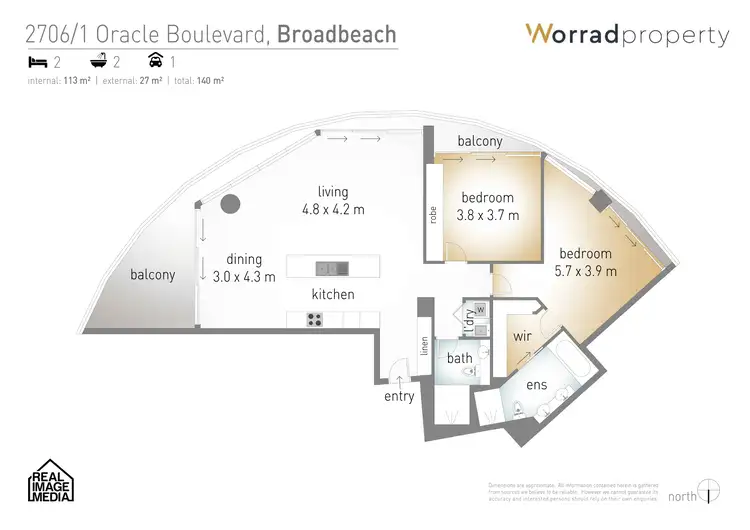 Floorplan of Homely apartment listing, 2706/1 Oracle Boulevard, Broadbeach QLD 4218