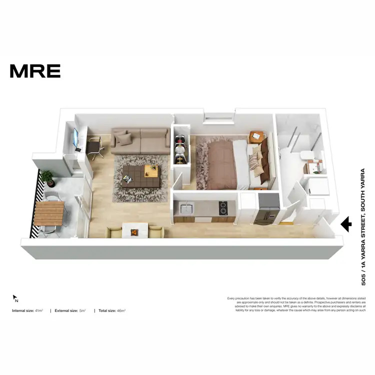 Floorplan of Homely apartment listing, 505/1A Yarra Street, South Yarra VIC 3141