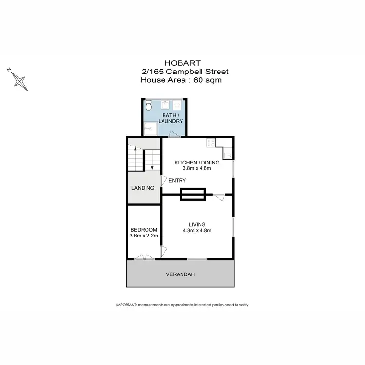 Floorplan of Homely unit listing, 2/165 Campbell Street, Hobart TAS 7000