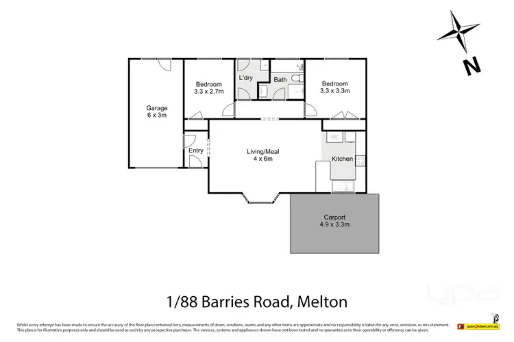 Floorplan of Homely unit listing, 1/88 Barries Road, Melton VIC 3337