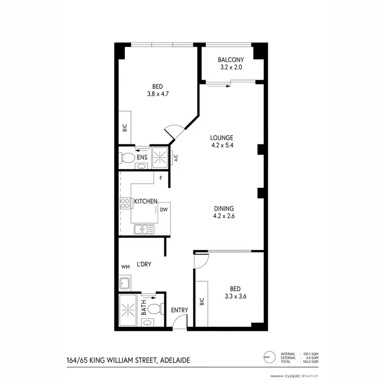 Floorplan of Homely apartment listing, 164/65 King William Street, Adelaide SA 5000