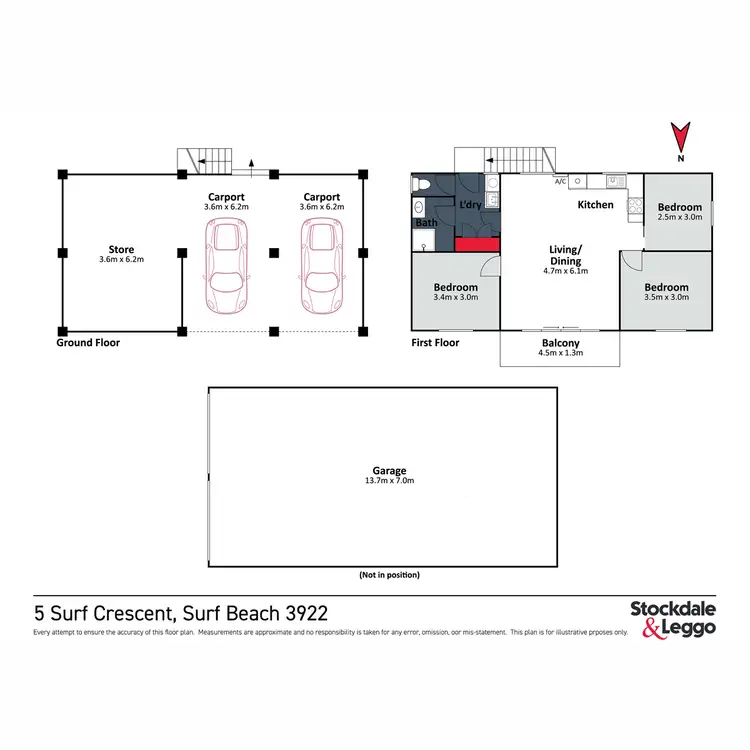 Floorplan of Homely house listing, 5 Surf Crescent, Surf Beach VIC 3922