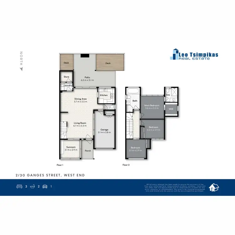 Floorplan of Homely townhouse listing, 2/30 Ganges Street, West End QLD 4101