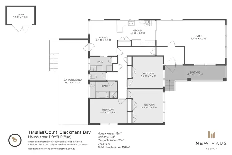 Floorplan of Homely house listing, 1 Murlali Court, Blackmans Bay TAS 7052