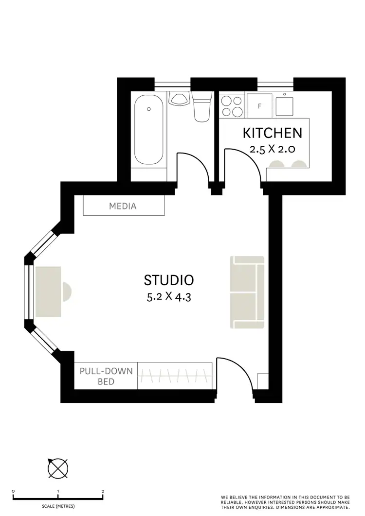 Floorplan of Homely studio listing, 1/10 Royston Street, Darlinghurst NSW 2010
