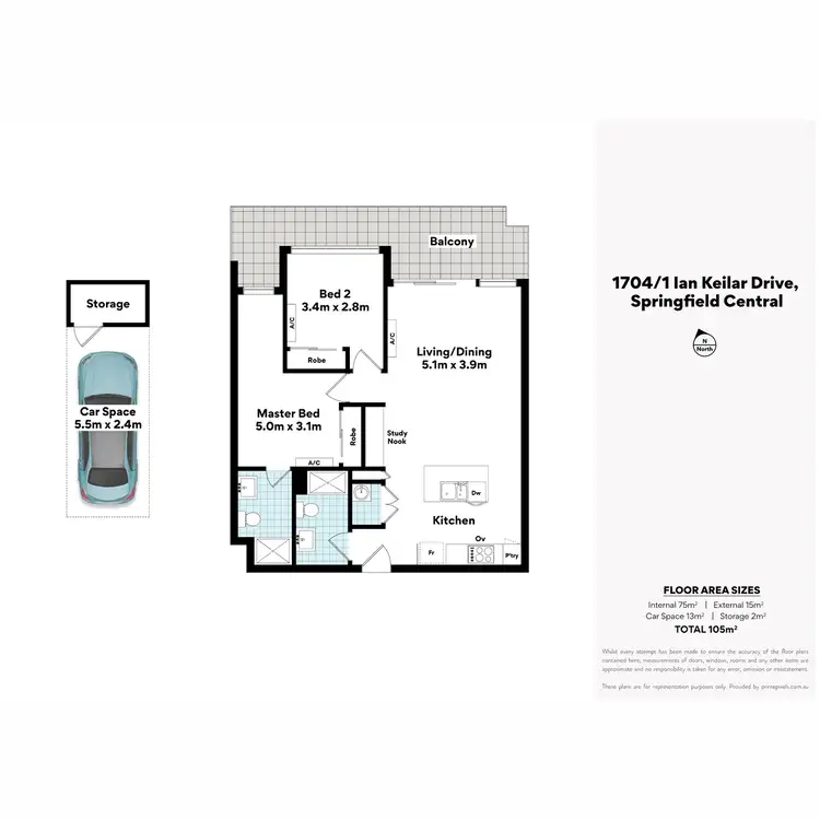 Floorplan of Homely apartment listing, 1704/1 Ian Keilar Drive, Springfield Central QLD 4300