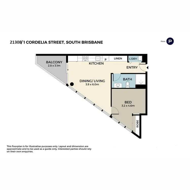 Floorplan of Homely apartment listing, 21308/1 Cordelia Street, South Brisbane QLD 4101