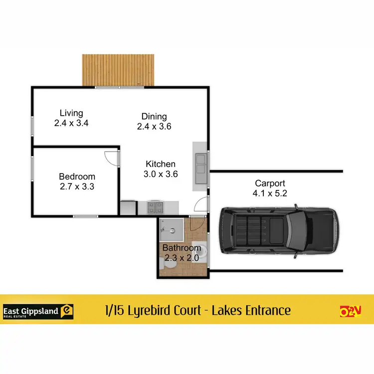 Floorplan of Homely unit listing, 1/15 Lyrebird Court, Lakes Entrance VIC 3909