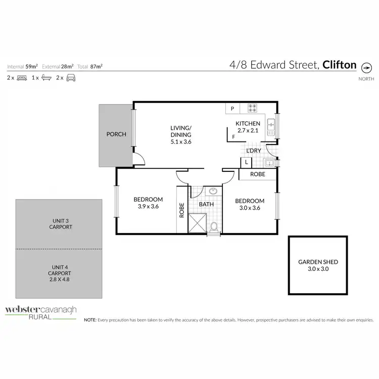 Floorplan of Homely unit listing, 4/8 Edward Street, Clifton QLD 4361
