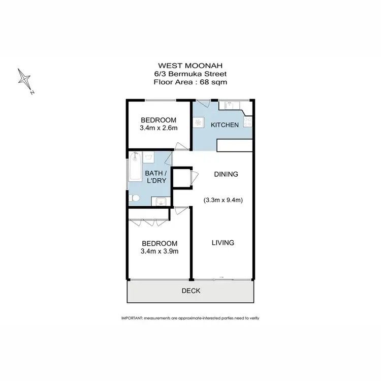 Floorplan of Homely unit listing, 6/3 Bermuka Street, West Moonah TAS 7009