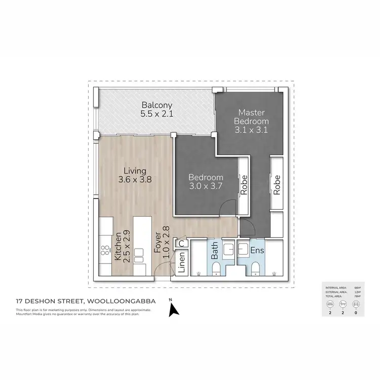 Floorplan of Homely apartment listing, 1203/17 Deshon Street, Woolloongabba QLD 4102