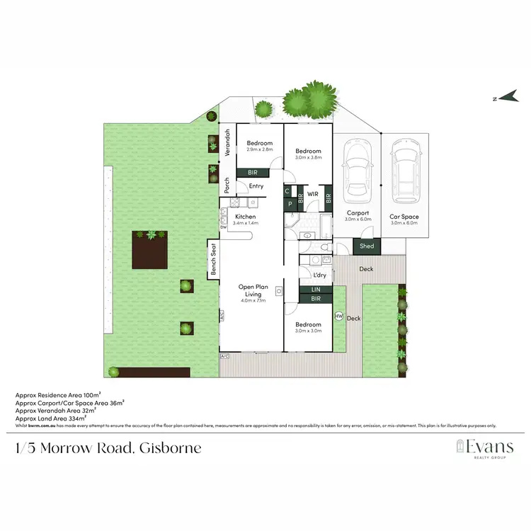Floorplan of Homely unit listing, 1/5 Morrow Road, Gisborne VIC 3437