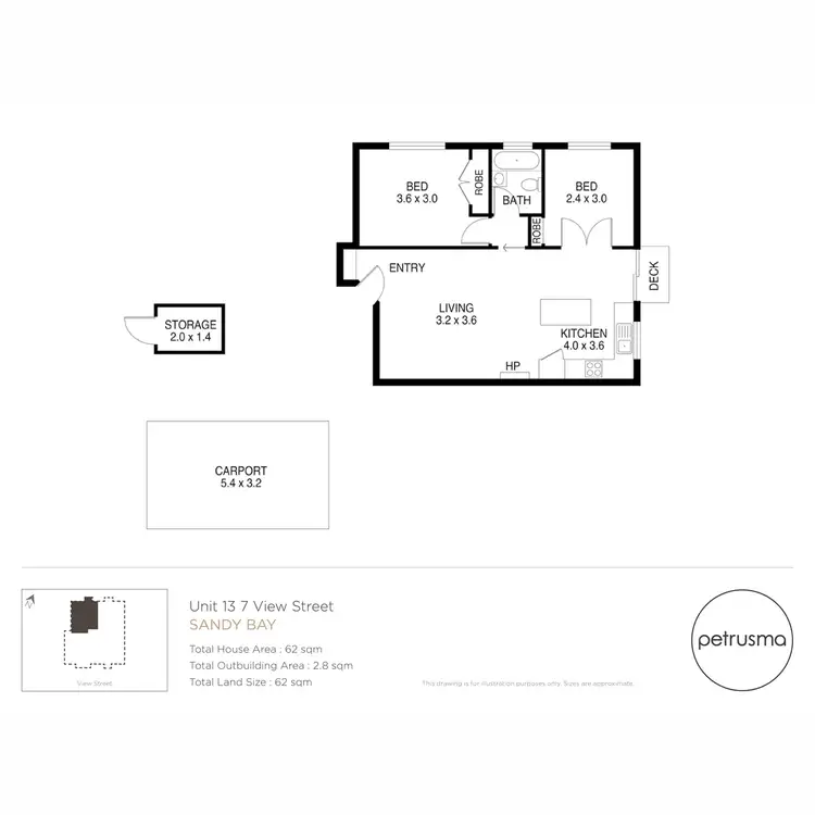 Floorplan of Homely unit listing, 13/7 View Street, Sandy Bay TAS 7005