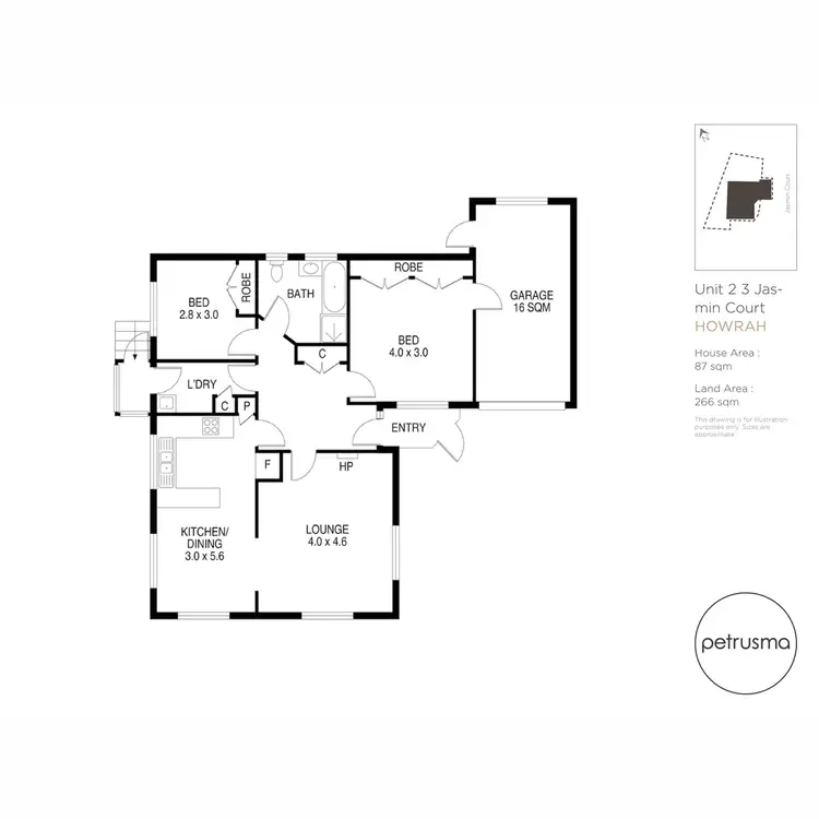 Floorplan of Homely unit listing, 2/3 Jasmin Court, Howrah TAS 7018