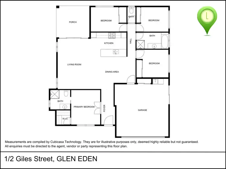 Floorplan of Homely semi-detached listing, 1/2 Giles Street, Glen Eden QLD 4680