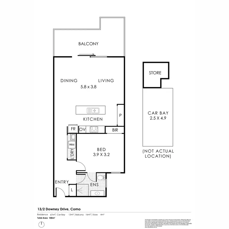 Floorplan of Homely apartment listing, 13/2 Downey Drive, Como WA 6152