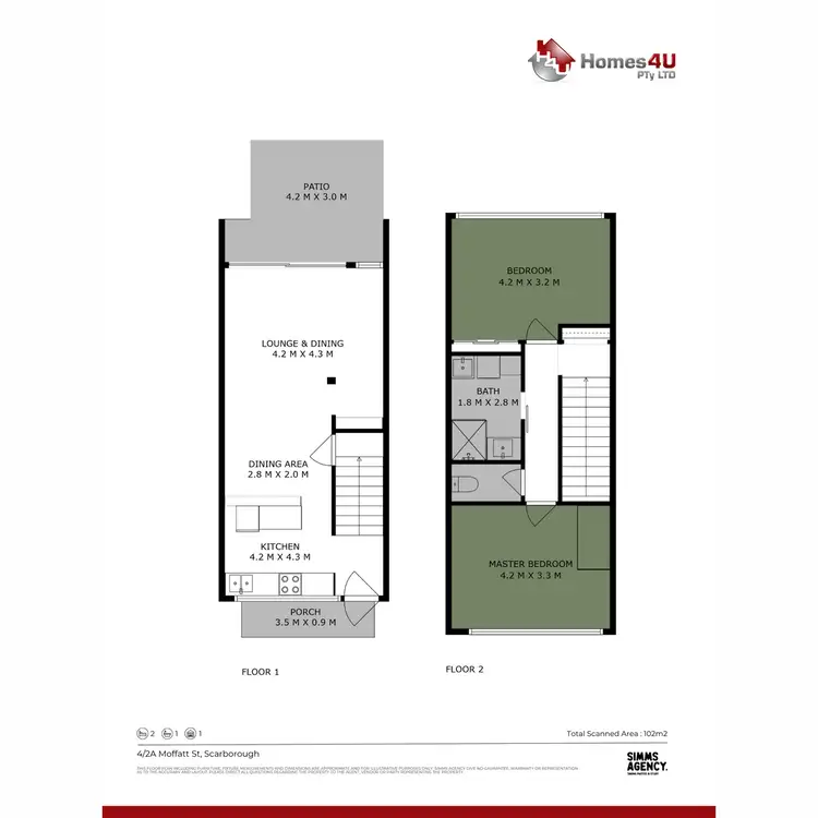 Floorplan of Homely townhouse listing, Unit 4/2A Moffatt Street, Scarborough QLD 4020