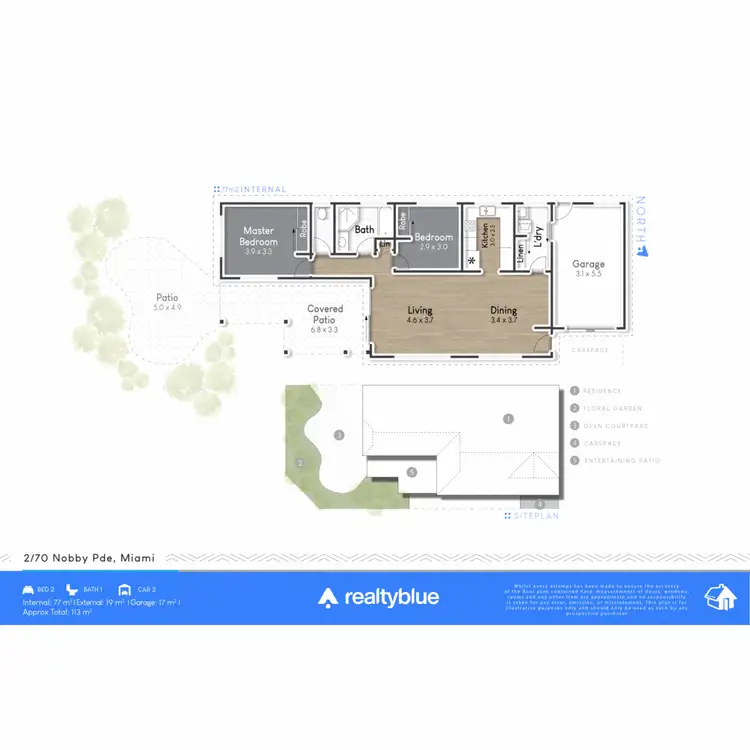 Floorplan of Homely semi-detached listing, 2/70 Nobby Parade, Miami QLD 4220