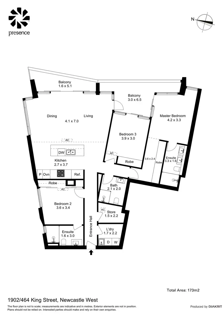Floorplan of Homely apartment listing, 1902/464 King Street, Newcastle West NSW 2302