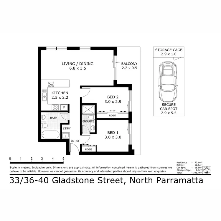 Floorplan of Homely apartment listing, 33/36-40 Gladstone Street, North Parramatta NSW 2151