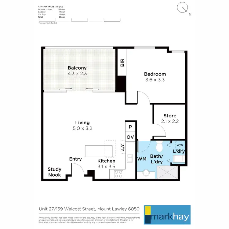 Floorplan of Homely apartment listing, 27/159 Walcott Street, Mount Lawley WA 6050