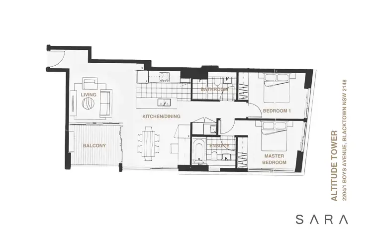 Floorplan of Homely apartment listing, 2204/1 Boys Avenue, Blacktown NSW 2148