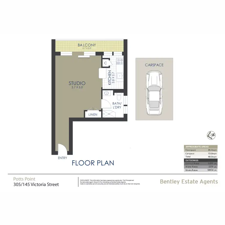 Floorplan of Homely studio listing, 305/145 Victoria Street, Potts Point NSW 2011