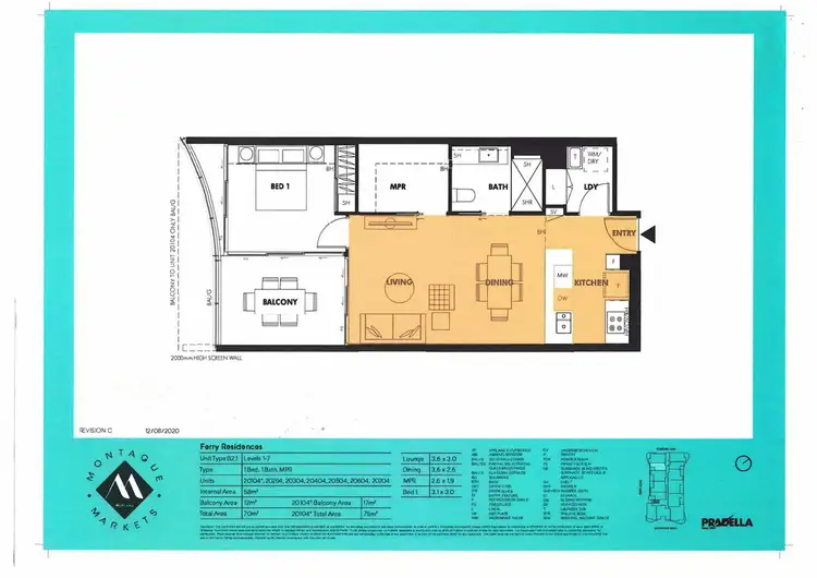 Floorplan of Homely apartment listing, 20704/1 Ferry Road, West End QLD 4101