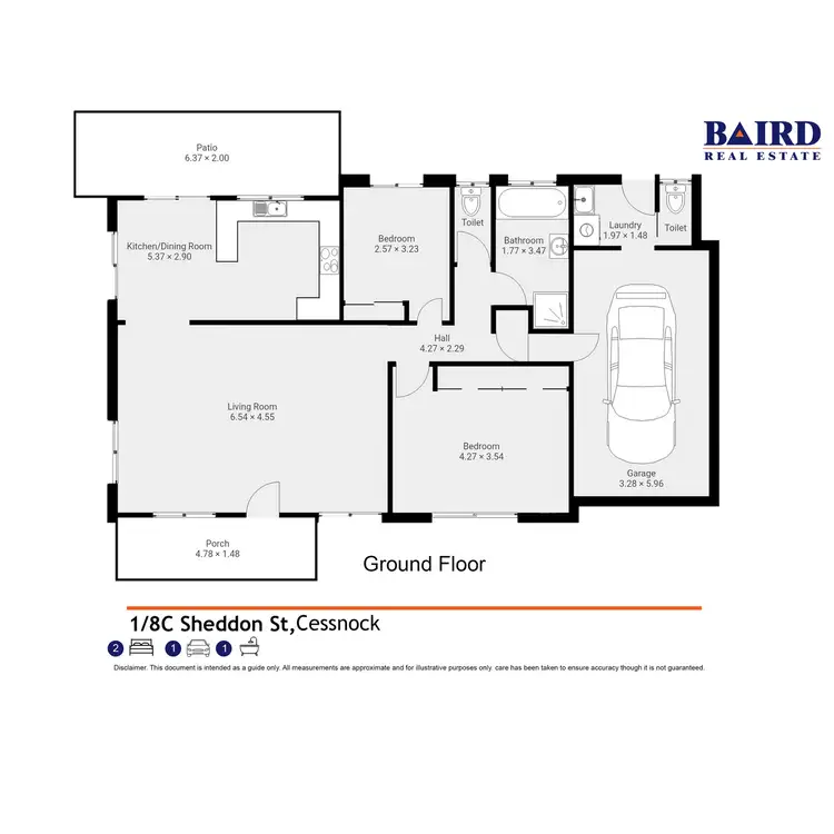 Floorplan of Homely flat listing, 1/8C Shedden Street, Cessnock NSW 2325