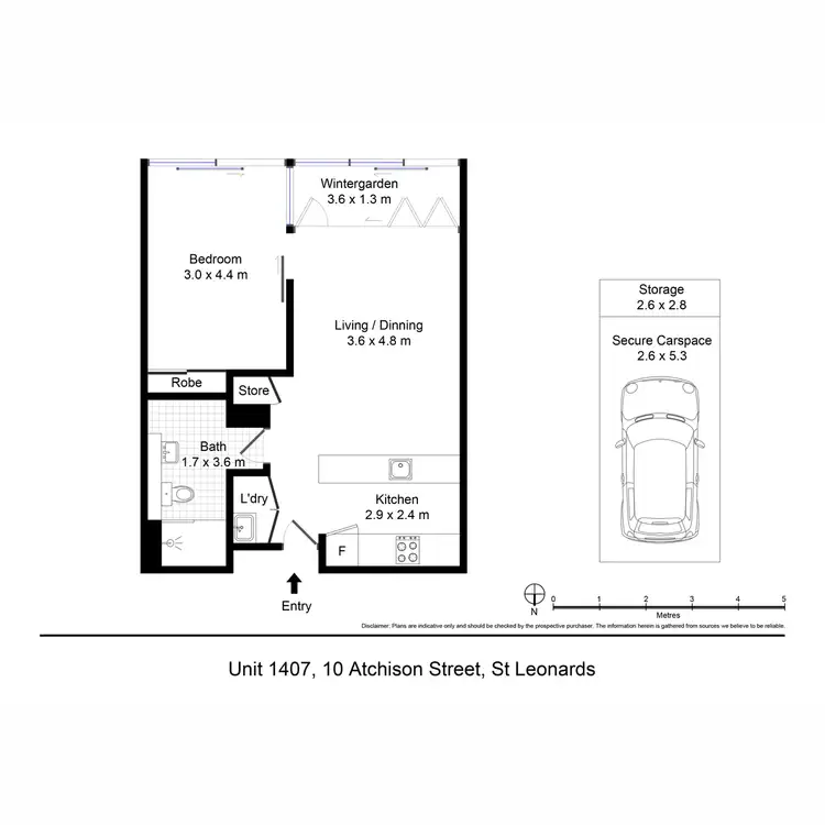 Floorplan of Homely apartment listing, 1407/10 Atchison Street, St Leonards NSW 2065
