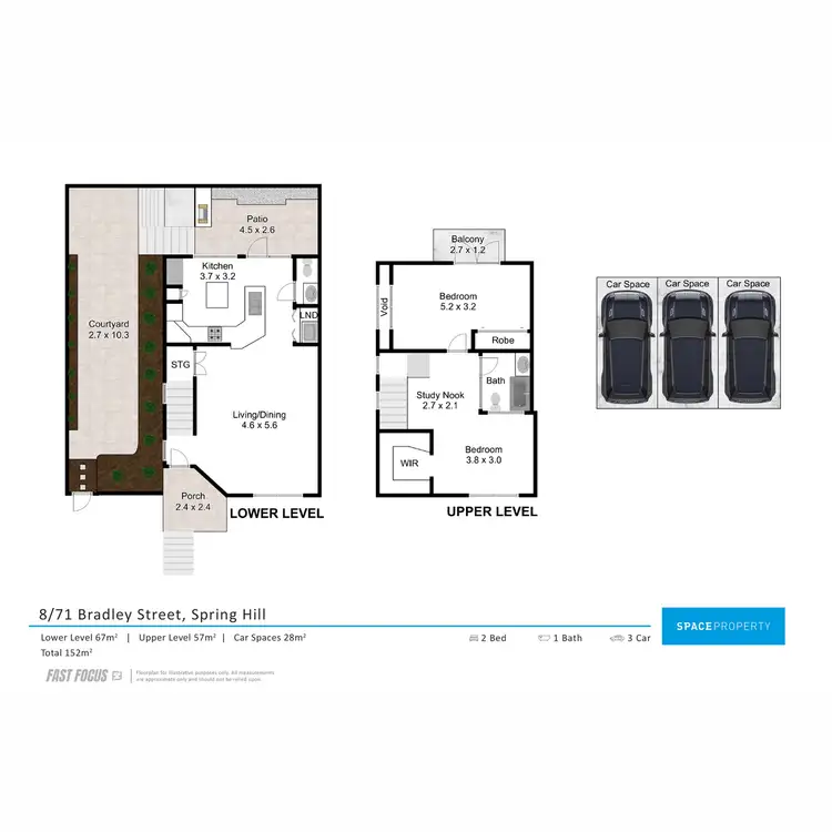 Floorplan of Homely townhouse listing, 8/71 Bradley Street, Spring Hill QLD 4000