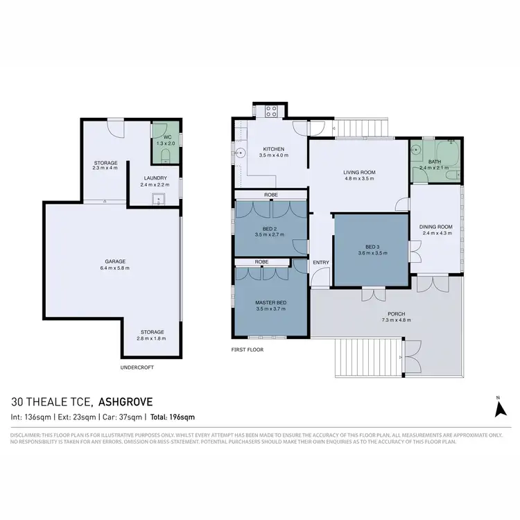 Floorplan of Homely house listing, 30 Theale Tce, Ashgrove QLD 4060