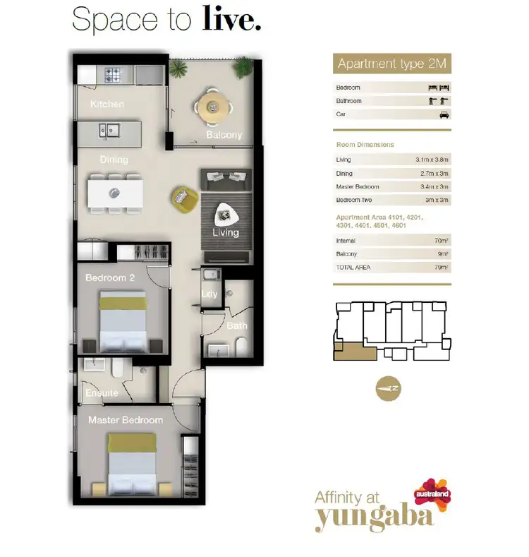Floorplan of Homely apartment listing, 4301/15 Anderson Street, Kangaroo Point QLD 4169