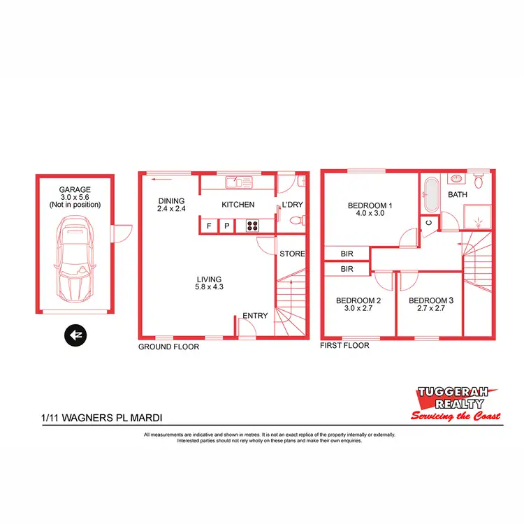 Floorplan of Homely townhouse listing, 1/11 Wagners Place, Mardi NSW 2259