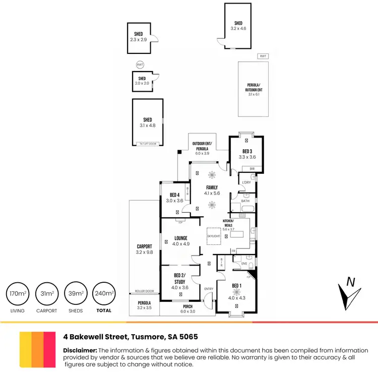 Floorplan of Homely house listing, 4 Bakewell Street, Tusmore SA 5065