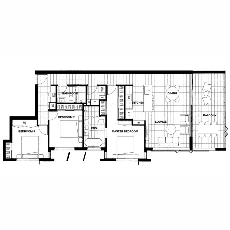 Floorplan of Homely apartment listing, 302/25 Florence Street, Teneriffe QLD 4005