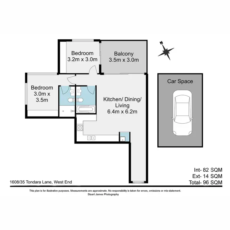 Floorplan of Homely apartment listing, 1608/35 Tondara Lane, West End QLD 4101