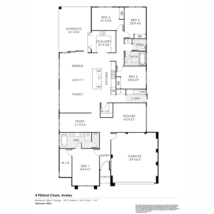 Floorplan of Homely house listing, 4 Pitsford Chase, Aveley WA 6069