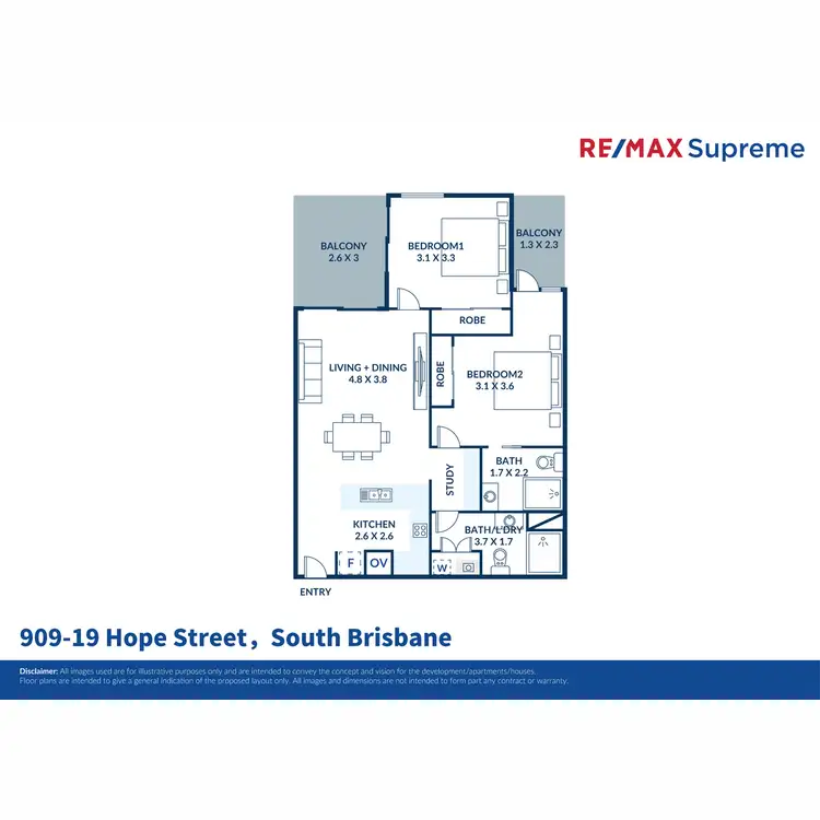 Floorplan of Homely apartment listing, 909/19 Hope Street, South Brisbane QLD 4101
