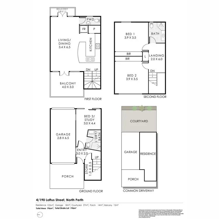 Floorplan of Homely townhouse listing, 4/190 Loftus Street, North Perth WA 6006