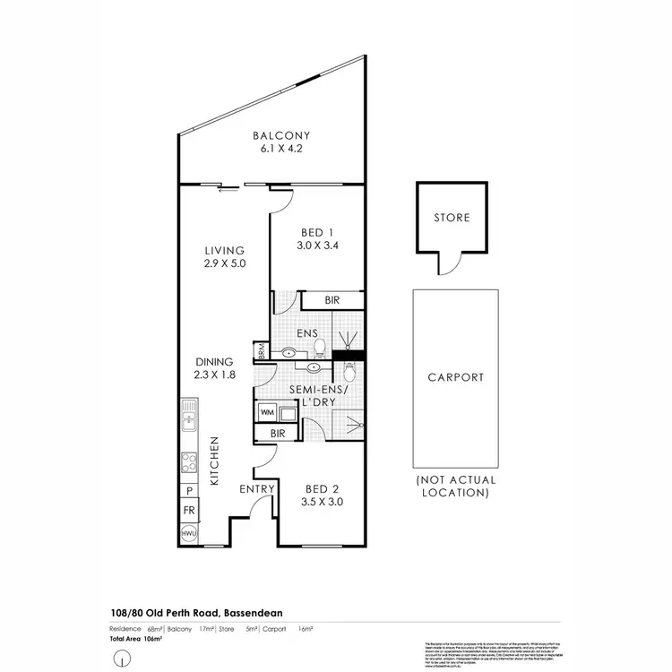 Floorplan of Homely apartment listing, 108/80 Old Perth Road, Bassendean WA 6054