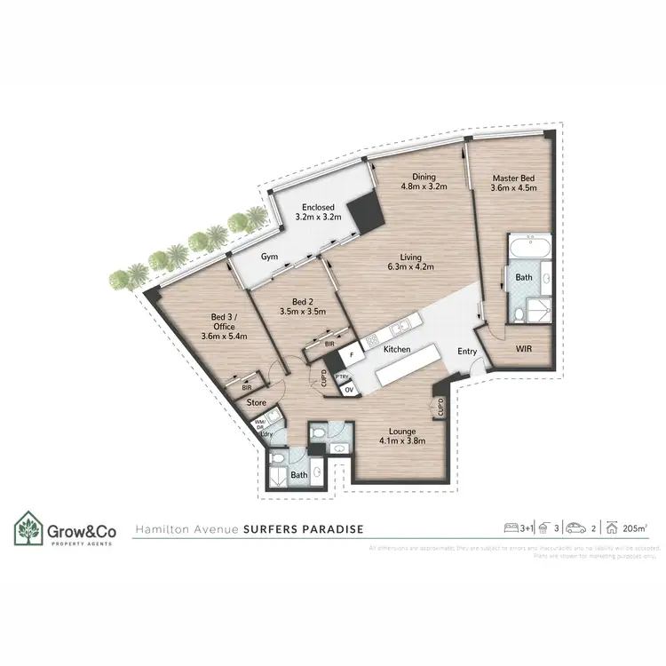 Floorplan of Homely apartment listing, 5205/9 Hamilton Avenue, Surfers Paradise QLD 4217