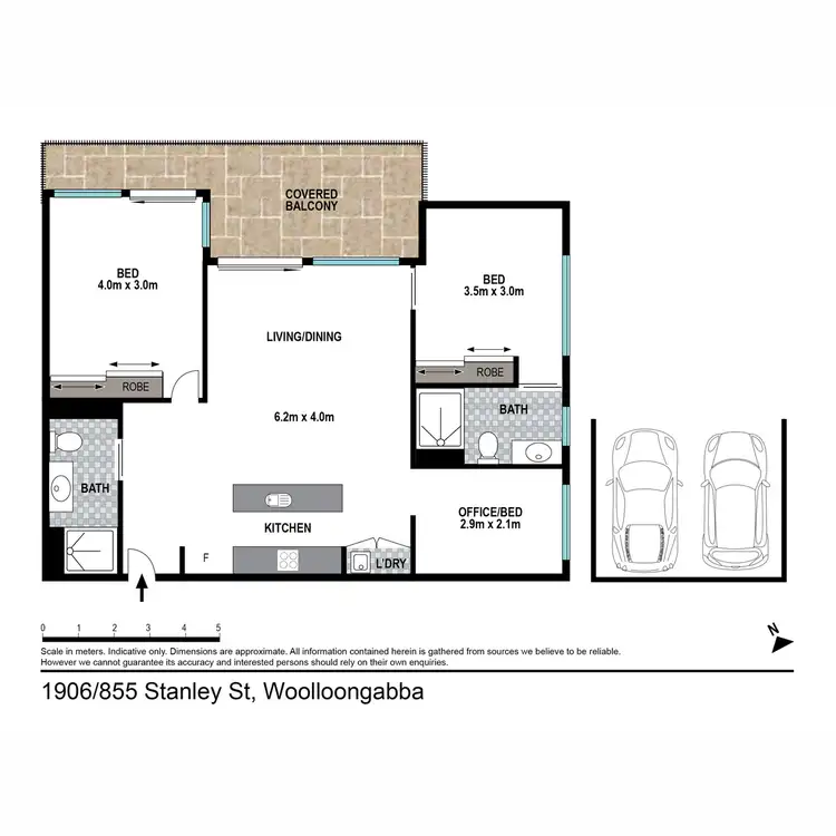 Floorplan of Homely apartment listing, 1906/855 Stanley Street, Woolloongabba QLD 4102