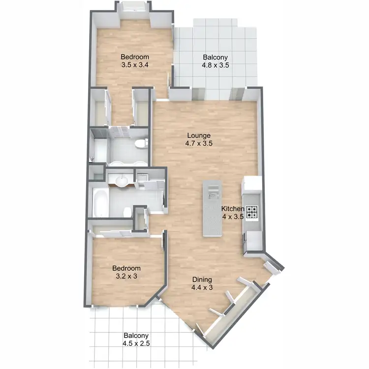 Floorplan of Homely apartment listing, 8/451 Gregory Terrace, Spring Hill QLD 4000