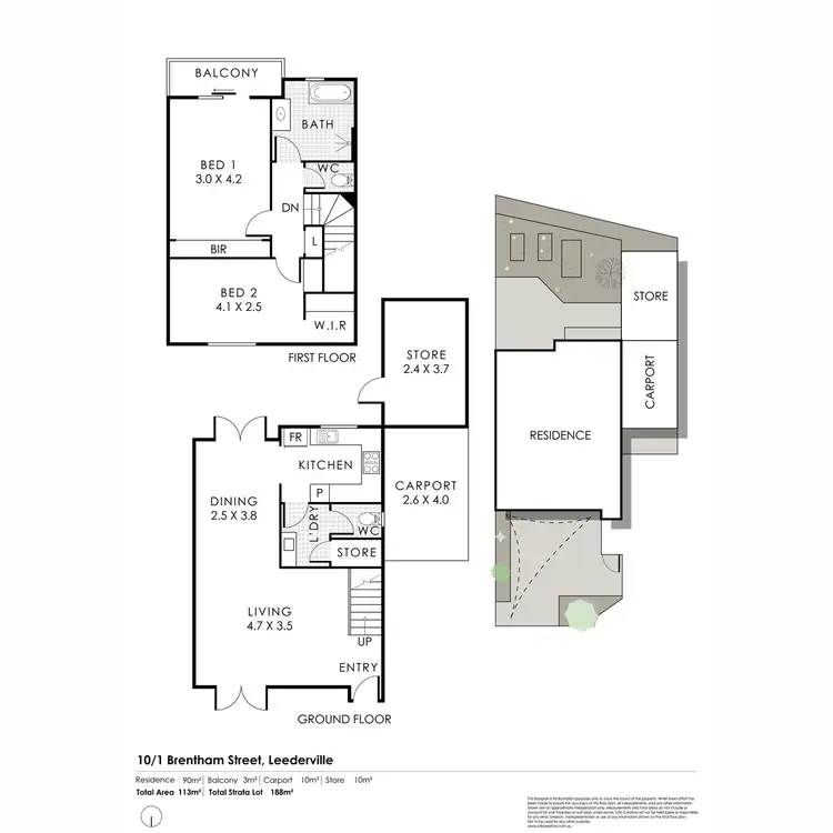 Floorplan of Homely townhouse listing, 10/1 Brentham Street, Leederville WA 6007
