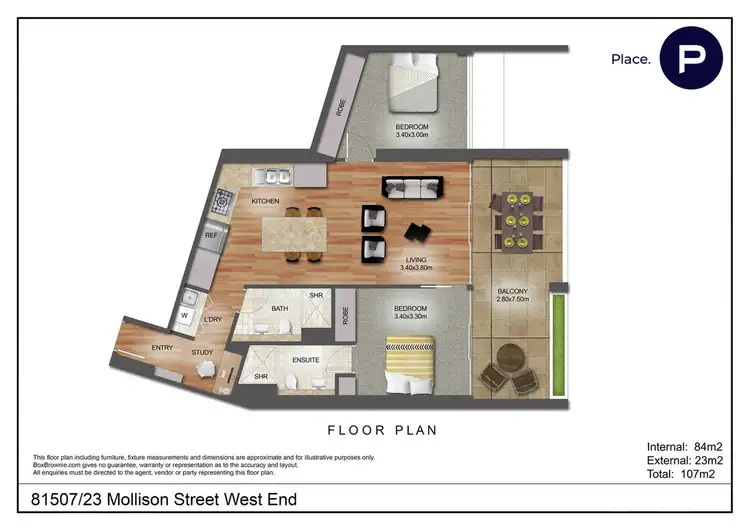 Floorplan of Homely apartment listing, 81507/23 Mollison Street, West End QLD 4101