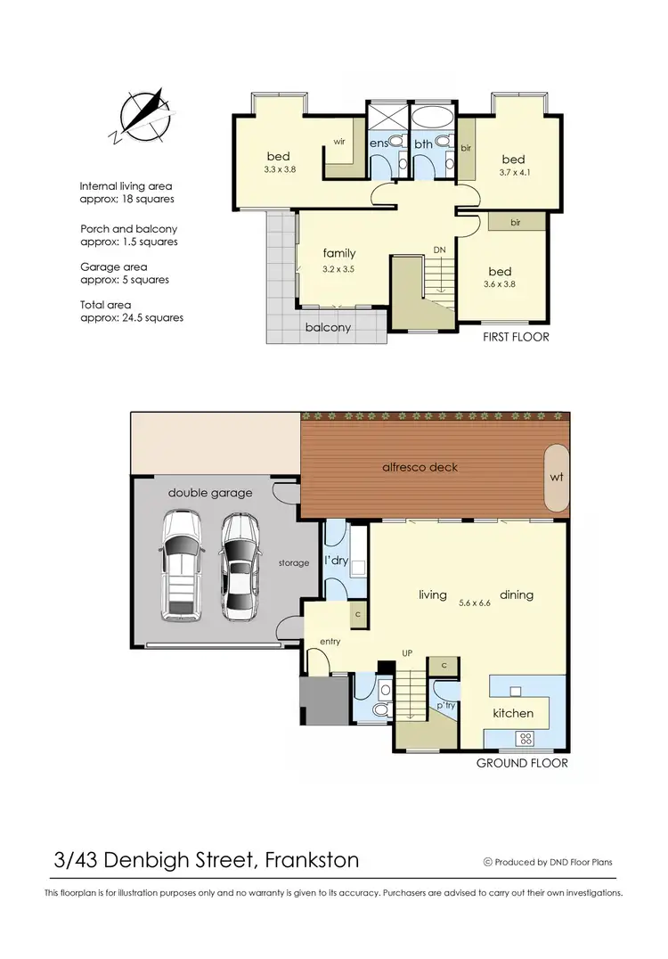 Floorplan of Homely townhouse listing, 3/43 Denbigh Street, Frankston VIC 3199