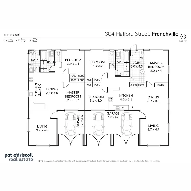 Floorplan of Homely semi-detached listing, 1 & 2/304 Halford Street, Frenchville QLD 4701