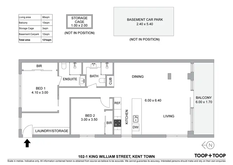 Floorplan of Homely apartment listing, 102/1 King William Street, Kent Town SA 5067